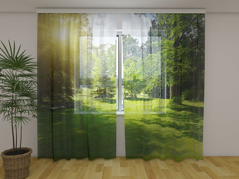 Photo Curtain Morning in the Park - Wellmira