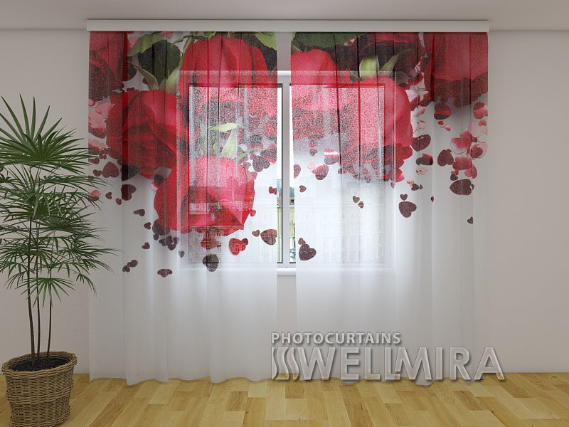 Photo Curtain Roses and Hearts