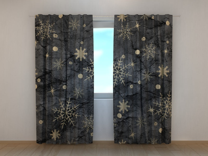 Photocurtain Golden Snowflakes - Wellmira