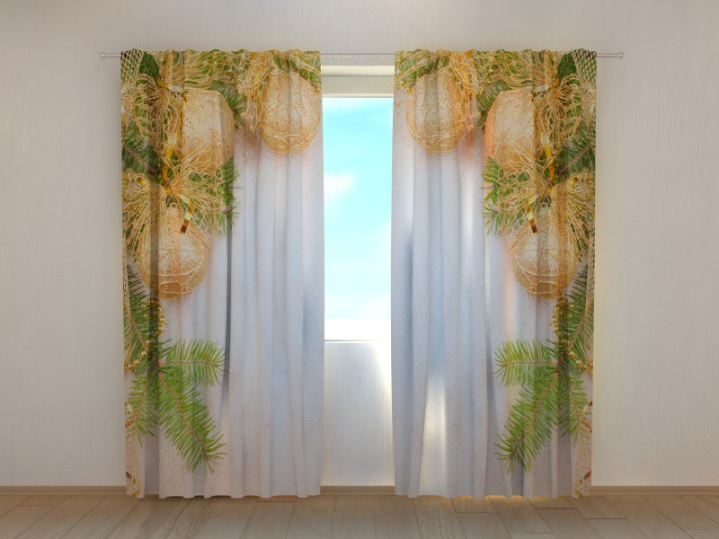 Photocurtain Golden Xmas Bows - Wellmira