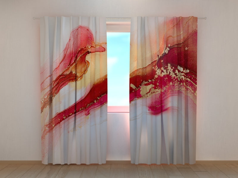 Photo Curtain Luxury Abstraction in Red and Gold