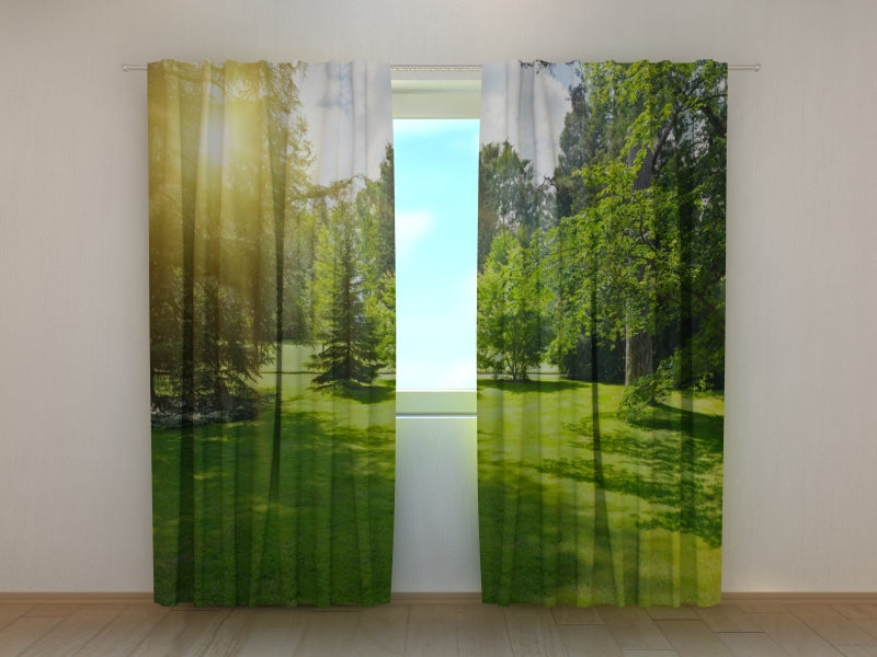 Photo Curtain Morning in the Park - Wellmira