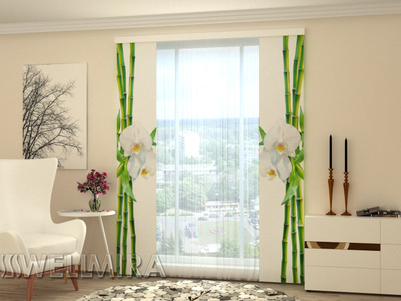Set of 2 Panel Curtains Bamboo and white orchid - Wellmira