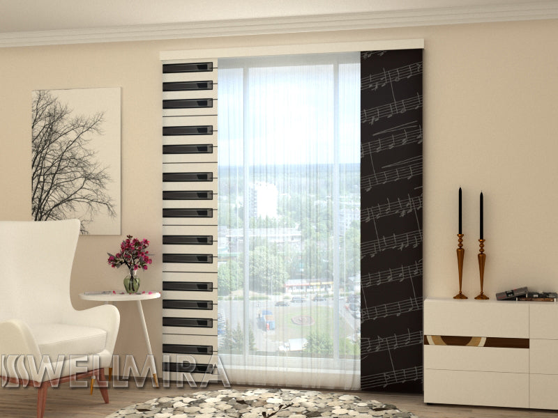 Set of 2 Panel Curtains Piano keys - Wellmira