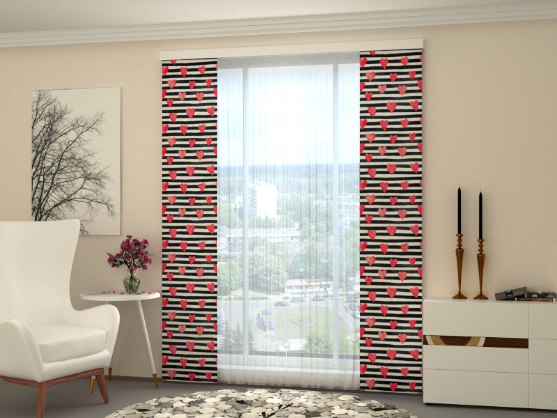 Set of 2 Panel Curtains Watercolour Hearts