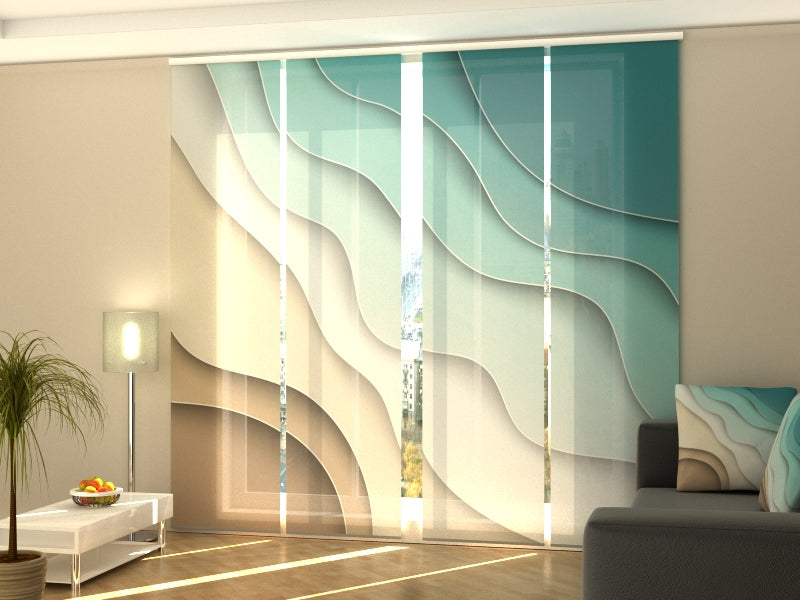 Sliding Panel Curtain Abstract Sea and Beach