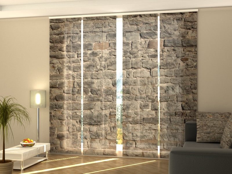 Sliding Panel Curtain Castle Brick Wall