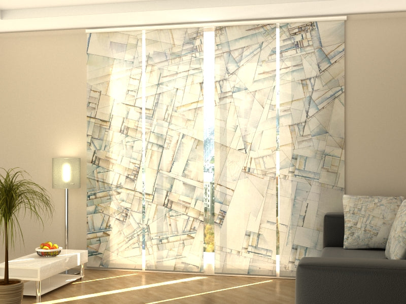 Sliding Panel Curtain Exquisite Pastel Abstraction