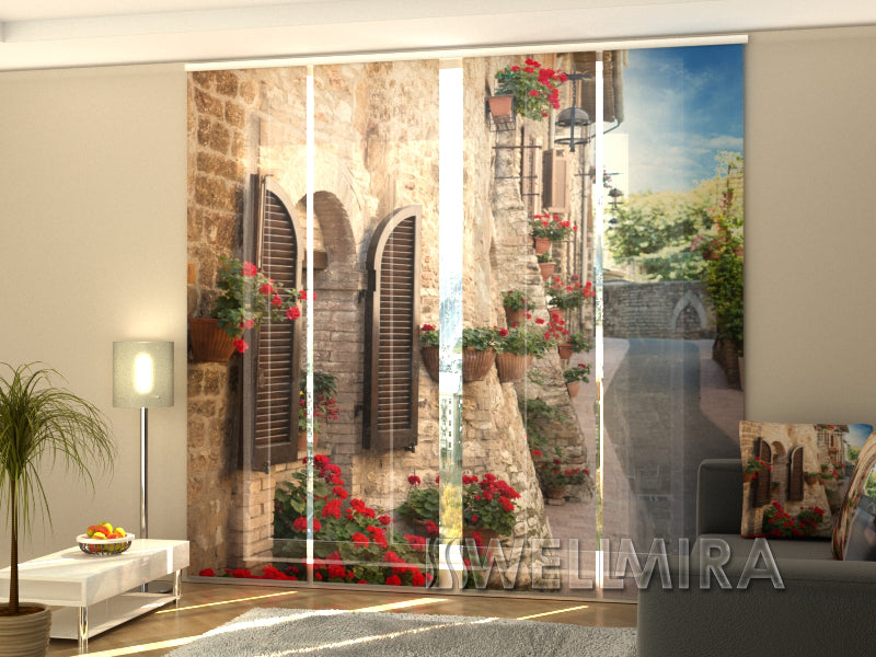 Sliding Panel Curtain Alley with flowers