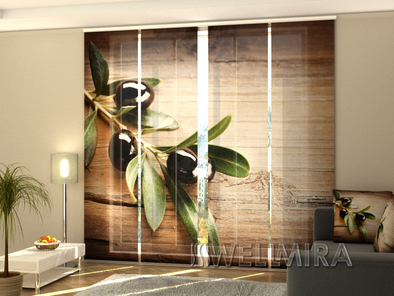 Set of 4 Panel Curtains Black Olive - Wellmira