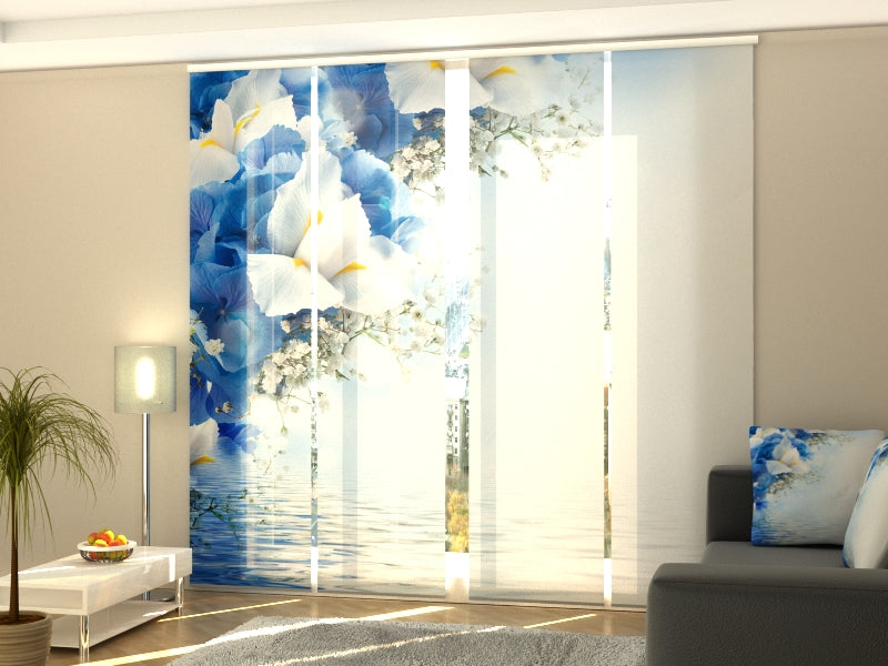Set of 4 Panel Curtains Blue Irises 2 - Wellmira