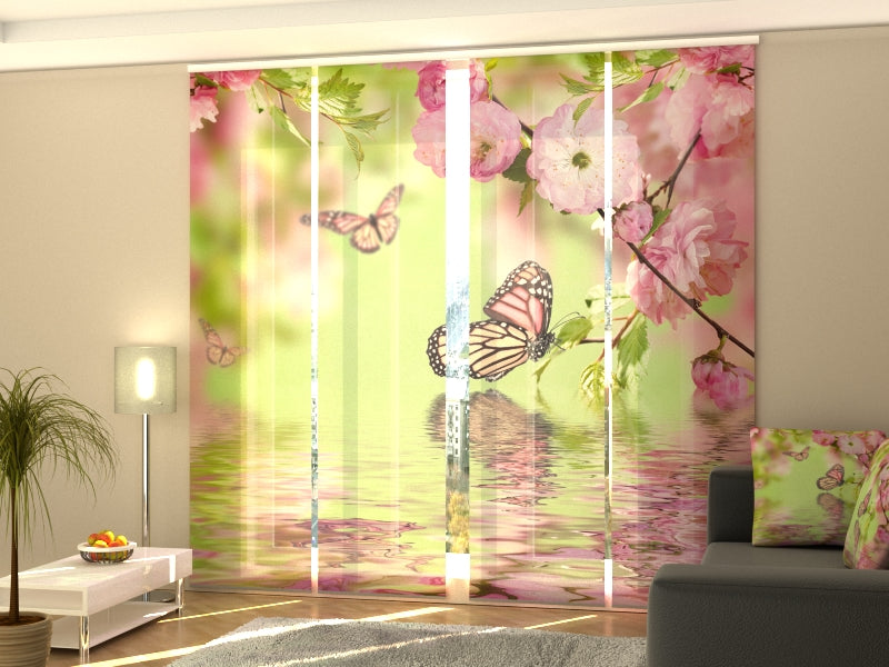 Set of 4 Panel Curtains Butterflies in Spring - Wellmira