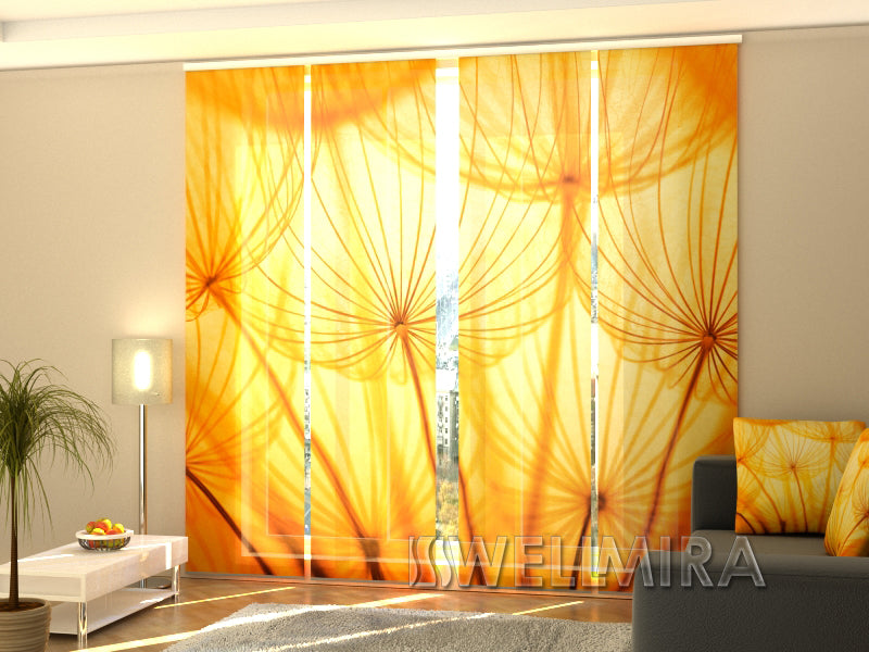 Set of 4 Panel Curtains Golden Dandelion - Wellmira