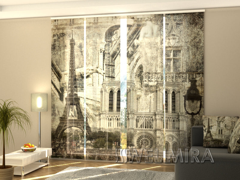 Set of 4 Panel Curtains Retro Paris - Wellmira