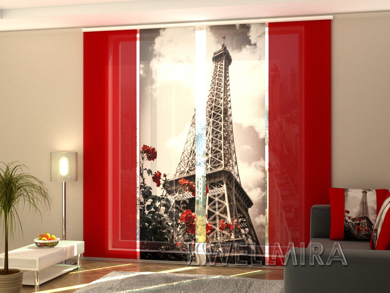 Set of 4 Panel Curtains Tower and Roses - Wellmira