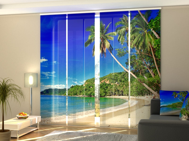 Set of 4 Panel Curtains Tropical Scenery - Wellmira