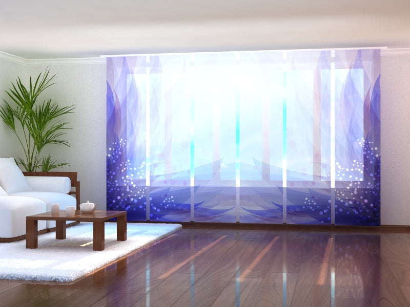 Sliding Panel Curtain Abstract Blue Flower