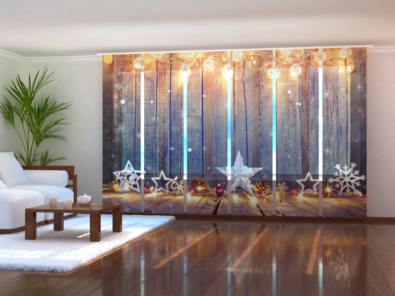 Set of 6 Panel Curtains Glowing Christmas Decorations