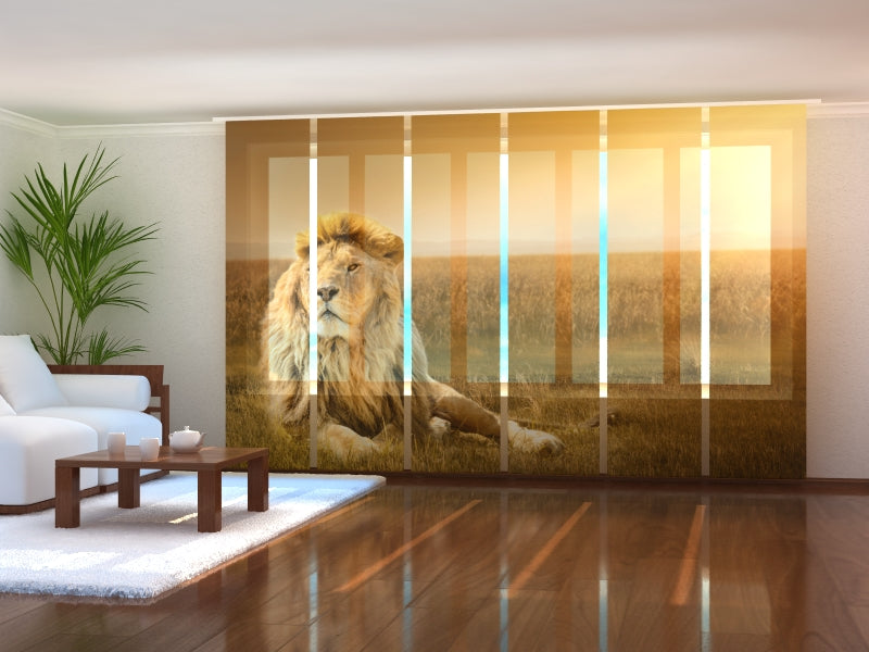 Set of 6 Sliding Panel Curtains King of beasts