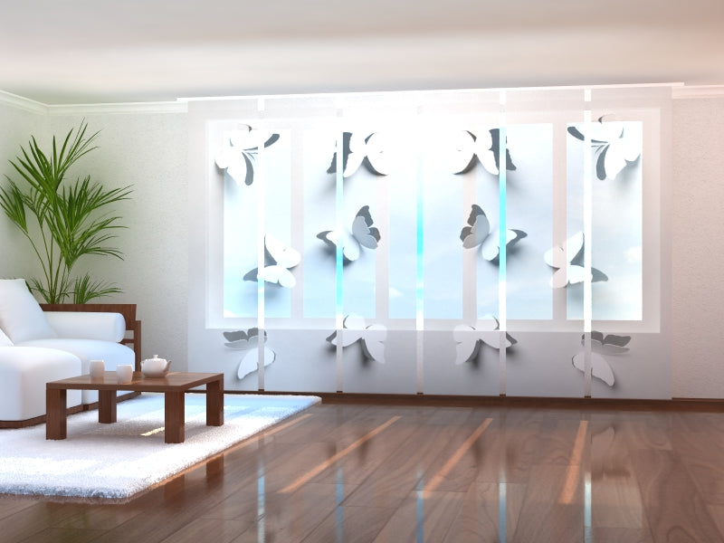 Set of 6 Panel Curtains Paper Butterflies