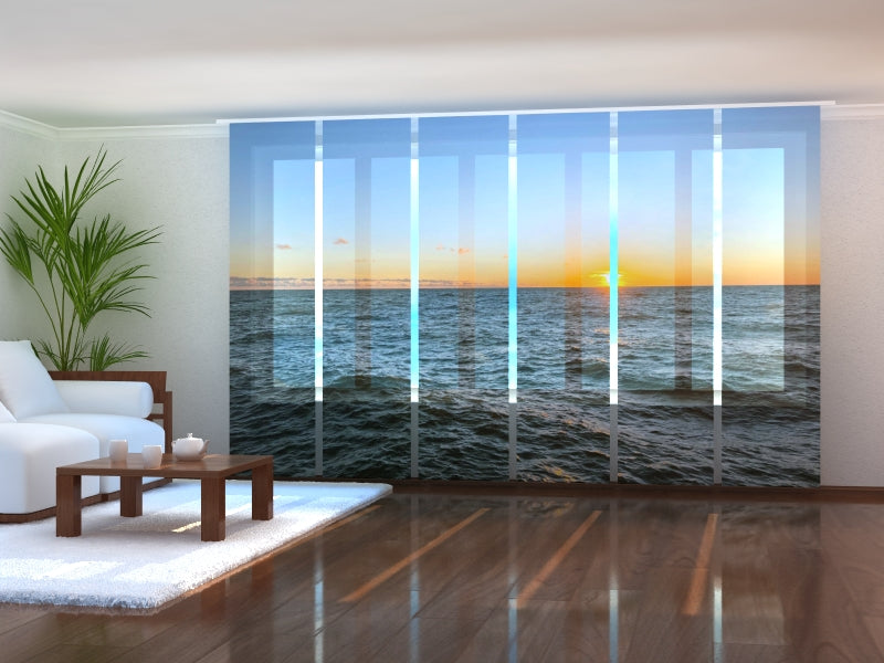 Set of 6 Panel Curtains Sunset in the Baltic Sea