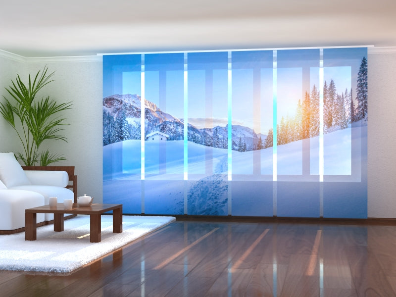 Set of 6 Panel Curtains Winter Wonderland in the Alps