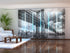 Set of 6 Sliding Panel Curtains Black and White bridge