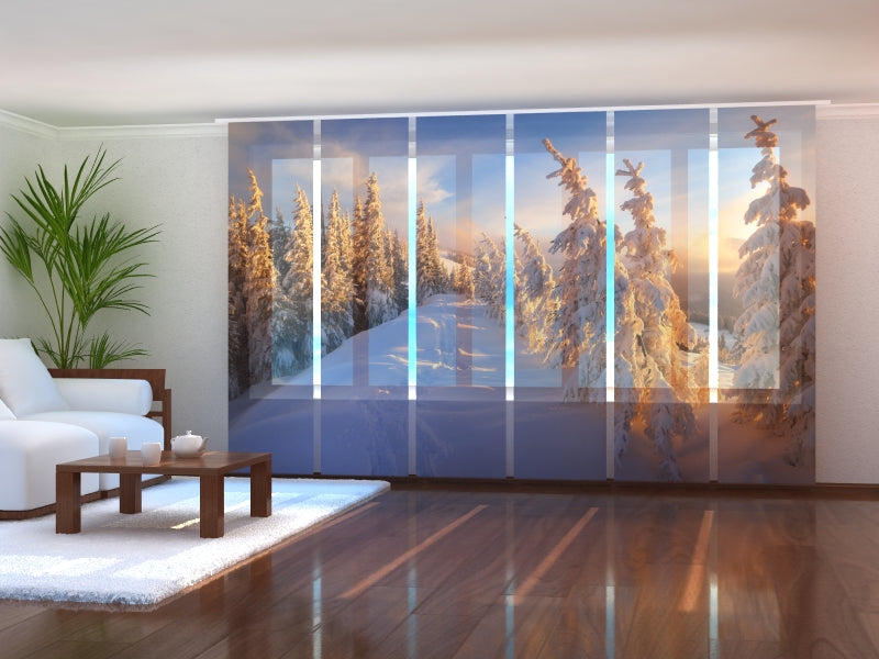 Set of 6 Panel Curtains Christmas Morning