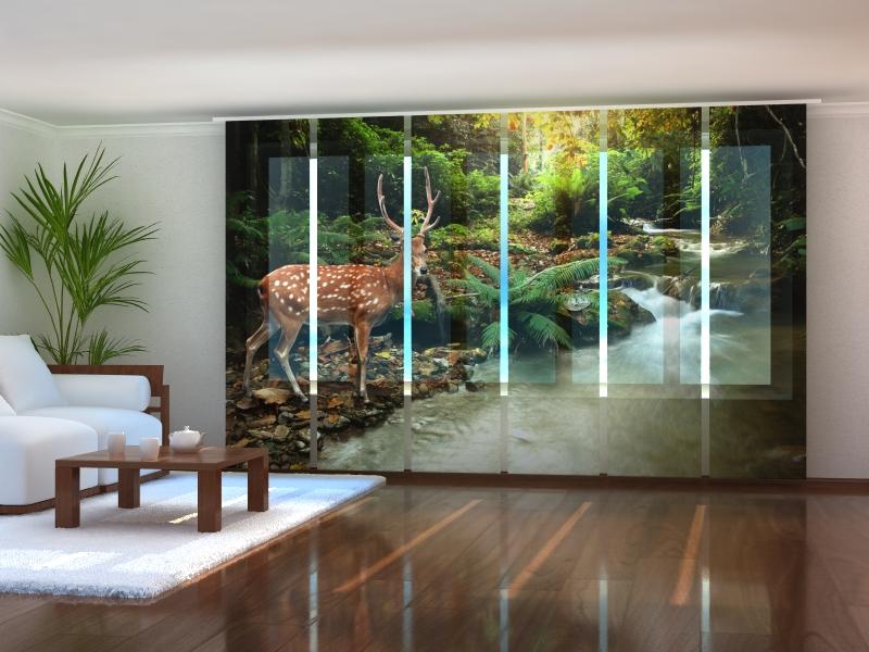 Set of 6 Panel Curtains Deer - Wellmira