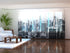 Set of 6 Sliding Panel Curtains New York in Black and White