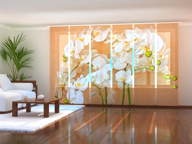 Set of 6 Panel Curtains Orchids Asia