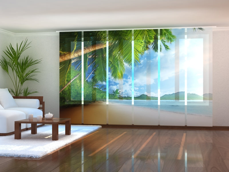 Set of 6 Panel Curtains Palm Trees and the Mountains