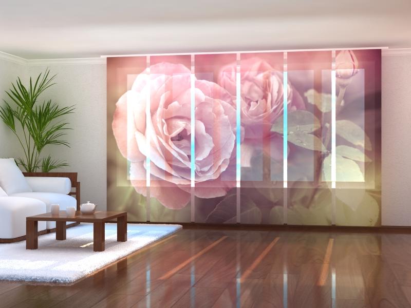 Set of 6 Panel Curtains Retro Roses