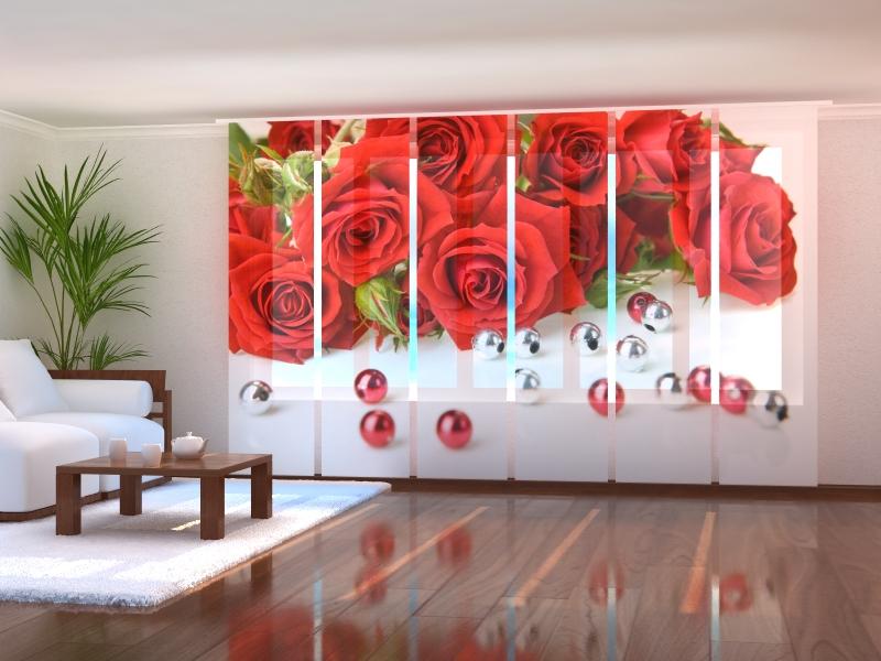 Set of 6 Panel Curtains Rose and Beads - Wellmira