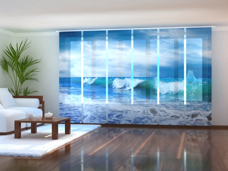 Set of 6 Panel Curtains Sea