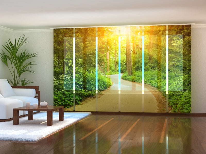 Set of 6 Panel Curtains Sunny Road