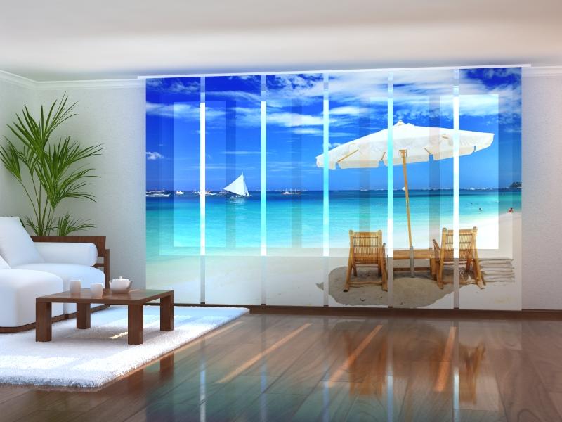 Set of 6 Panel Curtains Tropical Vacation - Wellmira
