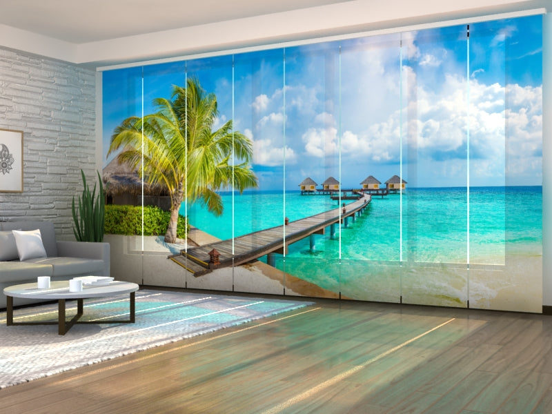 Set of 8 Panel Curtains Bungalows in the Maldives