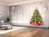 Set of 8 Panel Curtains Christmas Tree in Silver and Red