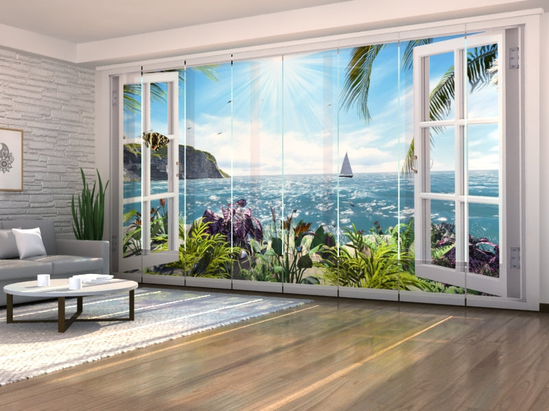 Set of 8 Panel Curtains Sea Breeze