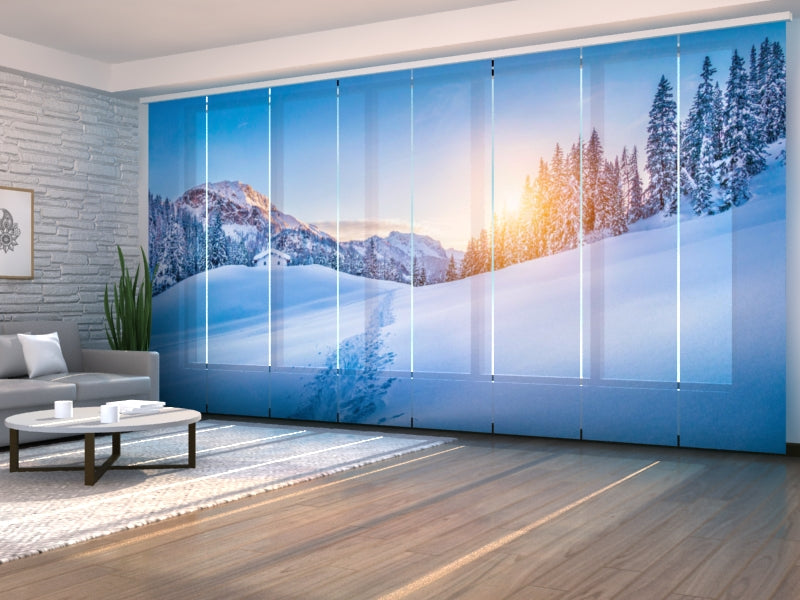 Set of 8 Panel Curtains Winter Wonderland in the Alps