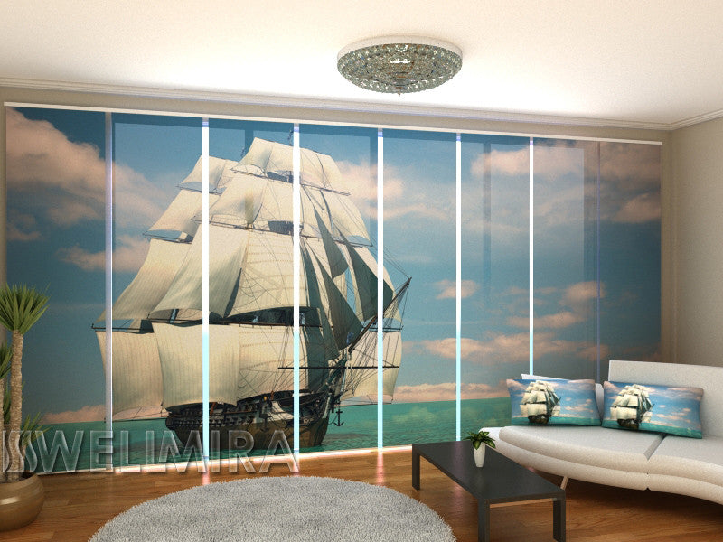 Set of 8 Panel Curtains Beautiful Schooner - Wellmira