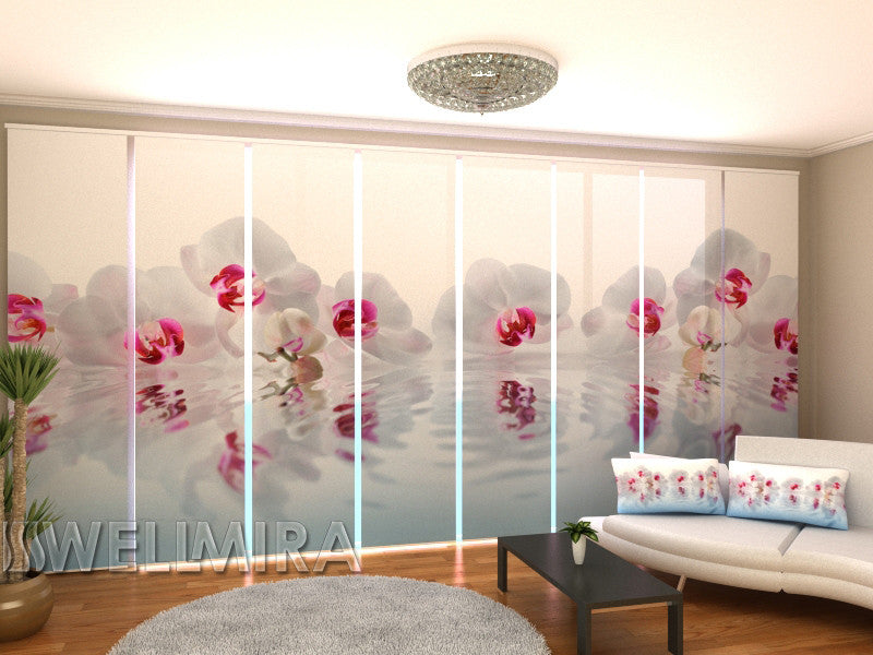 Set of 8 Panel Curtains Music Orchids - Wellmira