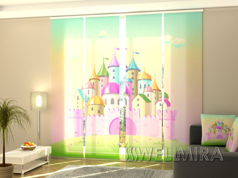 Set of 4 Panel Curtains Pink Castle - Wellmira