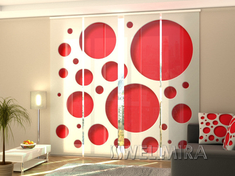 Set of 4 Panel Curtains Red Style - Wellmira