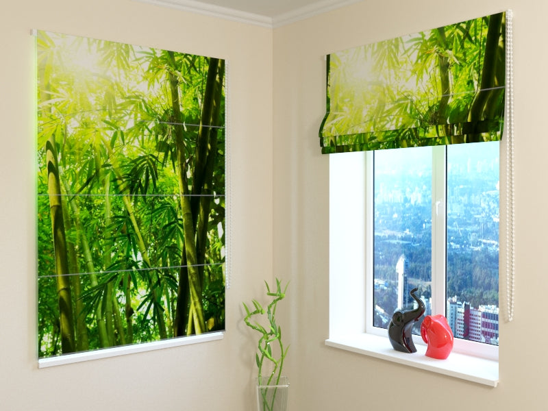 Roman Blind Green Bamboo Forest