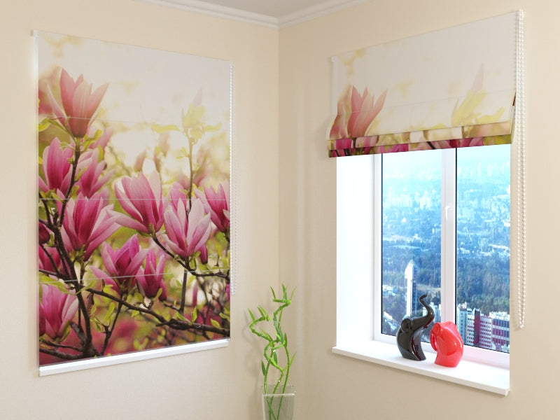 Roman Blind Magnolia Tree at the Sun Rays