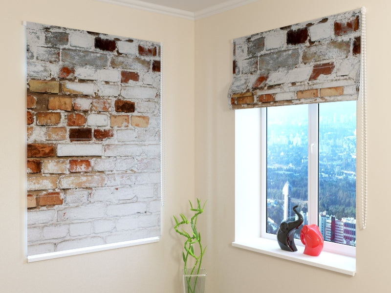 Roman Blind Old White Brick Wall