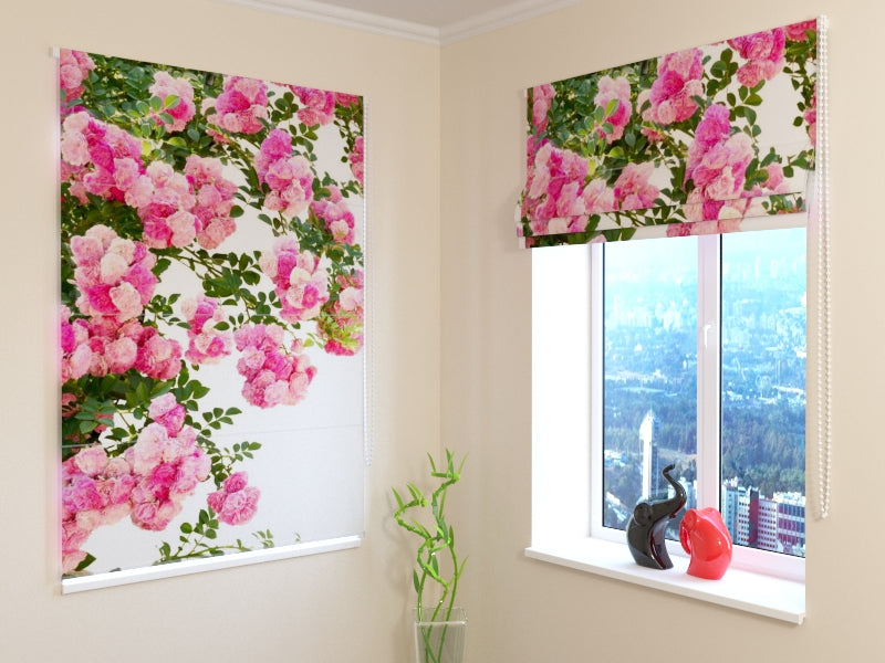 Roman Blind Pink Garden Roses