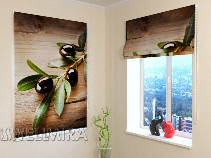 Roman Blind Black Olives - Wellmira